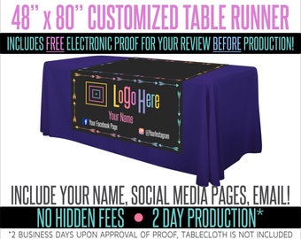 Full Color Table Runner with Your Logo in a Arrow Style Border- 48" x 80"