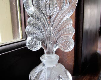 Vintage Glass Perfume Bottle/Antique Perfume Bottle/Heart Shaped/Art Nouveau/ Cologne Bottle/ Collectible/Valentine/Romantic Gift