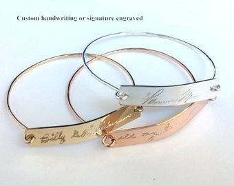 ON SALE Actual Handwritten Bracelet Custom Handwriting Bangle / Signature Bracelet / Personalized engraved bracelet / Memorial handwriting