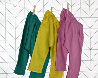 Linen harem pants, sarouel for babies and toddlers