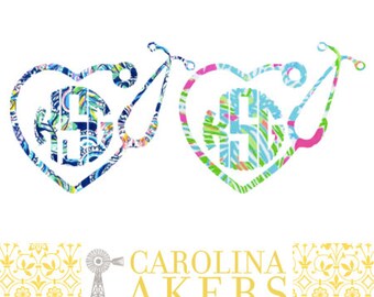 Stethoscope Monogram Decal - Nurse Monogram - EMT Monogram - Monogram Decal - Yeti Decal - RTIC Decal - Car Decal - Window Decal - Decal
