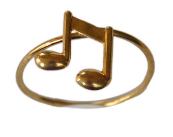 MUSICAL NOTE ring in brass