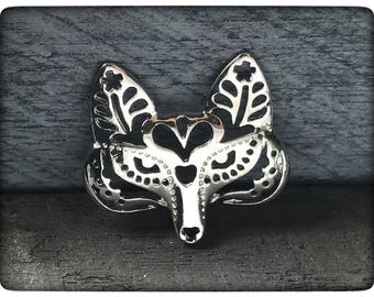 Fox Pendant, Silver Fox Charm, Tibetan Fox Head Pendant Necklace