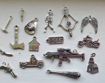 The Walking Dead Charm Set 16 Piece Tibetan Style Antique Silver