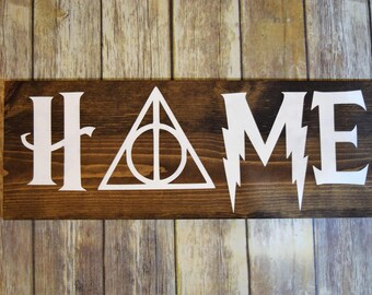 Harry Potter wood Sign Dumbledore Deathly Hallows Always Home for a Harry Potter fan