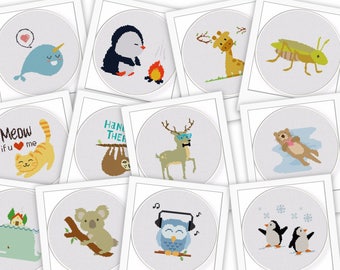 35 Of My Cutest Most Fun and Original Animal Cross Stitch Patterns In One Easy Instant Download