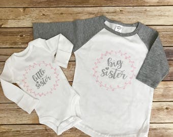 Little Sister Big Sister Outfit Set; Newborn Sister; Sister Outfits