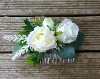White Garden Rose Hair greenery hair comb | etsy White Garden Rose Hair greenery hair comb | etsy