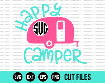 Camping SVG - Camper SVG - Happy Camper SVG - Rv Svg - Camp Svg - Camping Monogram Svg - Monogram Svg - Svg Files - Cricut Files