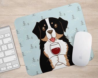 Bernese Mountain Dog Drink Coffee / Wine Mousepad, Dog Mouse Pad, Dog Lover Gift Mousepads,Aztec Geometric Funny Laptop Accessories