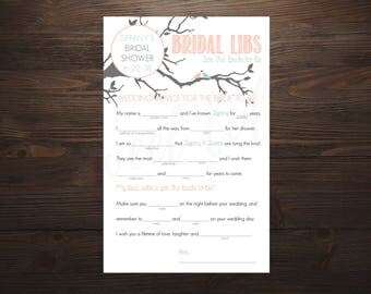 Bridal shower mad libs | Etsy