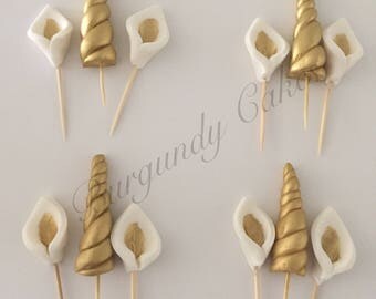 Fondant Unicorn Horn Ears and Eyelashes Cake Toppers