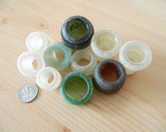 Genuine beach found sea glass bottle necks for crafts
