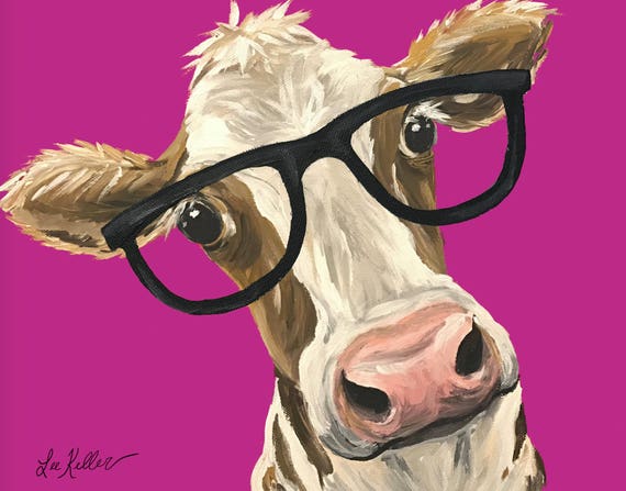 Whimsical Cow Canvas Art Print Funny cow art cow with