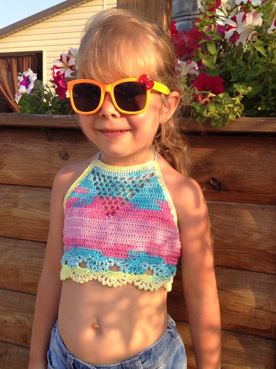 Rainbow crochet toddler top/ Crochet festival top/ Crochet