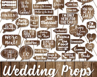 Wedding Photo Booth Prop Signs and Decorations - Rustic Wood Fence Wedding Printables - Over 50 Images - Printable Wedding Photobooth Props