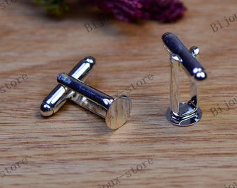 2pcs 8mm (T233) silver cufflink backings