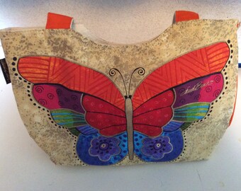 Laurel Burch Beige Bold Butterfly Purse