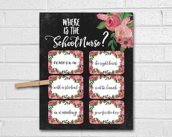 FULLY CUSTOMIZED!! Office Door Sign, Where Is The Counselor Door Sign, Therapist Gift, Floral Watercolor Print, School Nurse Printable