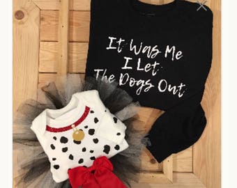 Dalmatian Who Let the Dogs Out Mommy and Me Halloween Costume .. Children's Dalmatian Onesie .. Baby Girl and Big Sister Matching Costume