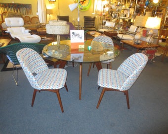 Mid-Century Modern Adrian Pearsall Dining Table for Craft Associates Inc. Dining Table with Set of 3 Scoop Chairs