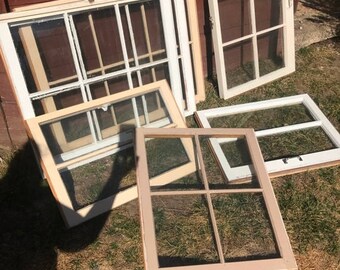SUMMER SALE wood window frames - wood window panes - 6 pane wood windows - vintage wood windows - rustic wood windows - wood window for wedd