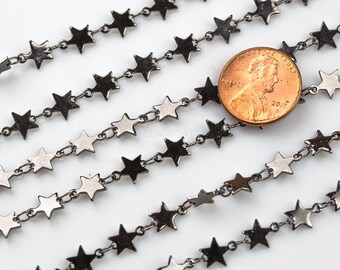 Star Chain Gunmetal Plated Brass. High quality plating. By THE YARD