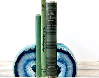 Agate Bookends Geode Bookends - Blue Agate Bookends