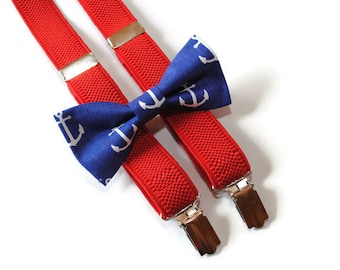 anchor bow tie suspenders nautical wedding nautical ring bearer outfit will you be my ring bearer gift wedding gift Jr groomsman gift ideas