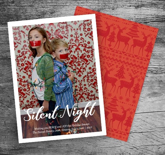 Silent Night Christmas Card - 2017 Holiday Card - 2017 Christmas Card - Photo Christmas Card - Funny Holiday Card - Printable Christmas Card Il_570xn