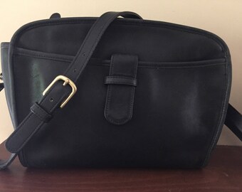Authentic Bonnie Cashin Era Coach Bag, USA, 1970's, RARE Crossbody Messenger Bag, Black Leather Shoulder Bag, NC Estate, Clean!