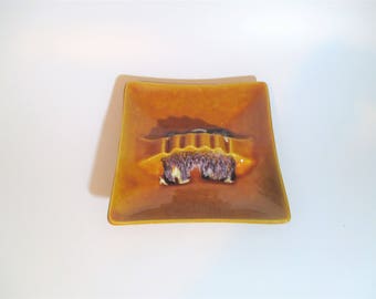 Vintage Carmel-colored Ceramic Ash Tray