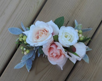 Flower Hair Comb, Flower Hair Comb - Wedding, Flower Hair Comb Pink and Peach, Wedding Hair Comb, Wedding Hair Flowers, Bridal Hair Piece