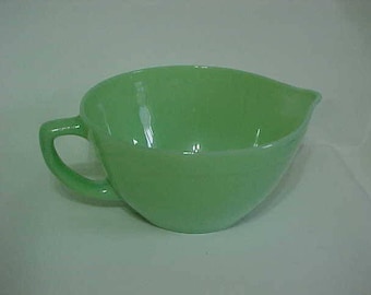 Fire King Jadeite Mixing Bowl-Mid Century Kitchen-Spout & Handle Jadeite Bowl-c1940-1950-