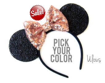 Gold Mickey Ears, Sparkly Mickey Ears, Rose Gold Minnie Ears, Rose Gold Ears, Minnie Ears, Rose Gold Mickey Ears,Gold Minnie Ears, Mouse Ear