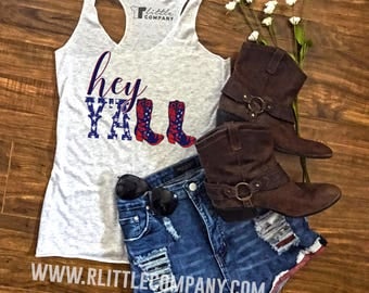 Hey Y'all Festival Women's Black and White Tank - XS-4XL // Stagecoach Country Concert Tank // Southern // Cowboy Boots