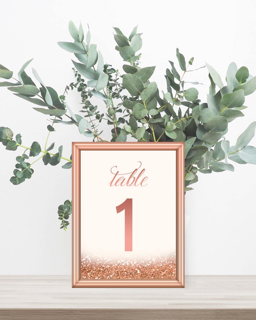 1 30 Rose Gold Table Numbers Printable Rose Gold Wedding Decor