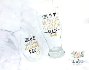 This Is My Wedding Planning Glass, Engagement Gift, Wedding Planning Glass, Bride To Be Gift, Engagement Wine Glass, Engagement Gift Set
