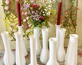 10 Milk Glass Vases Wedding Centerpiece Vases for Wedding Vases Vintage Milk Glass Bud Vase White Vases Bulk Vases Bridal Shower Centerpiece