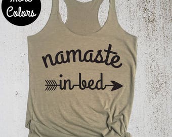 Womens Yoga Tank, Namaste In Bed Tank Top, Namastay In Bed Tank, Cute Yoga Tank Top, Yoga Gifts, Namaste Tank Top, Namaste In Bed Gift