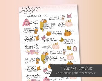 Fall Autumn Bucket List Planner Stickers - Hand Drawn Pumpkin Patch Stickers - Fall Activities Planner Stickers Matte, Glossy RFBL