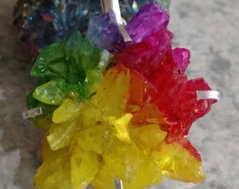 Huge Rainbow Druzy Pendant Necklace
