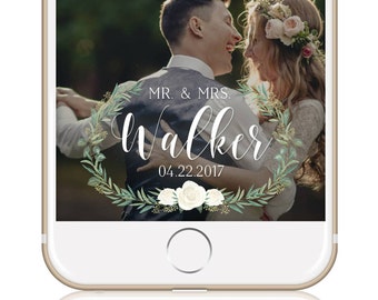 Greenery Wedding Snapchat Filter Custom Wedding Geofilter Elegant Snapchat Filter Mr & Mrs Snapchat Filter Spring Wedding Summer Wedding