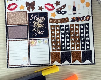 New Year's Eve Weekly Kit Planner Stickers