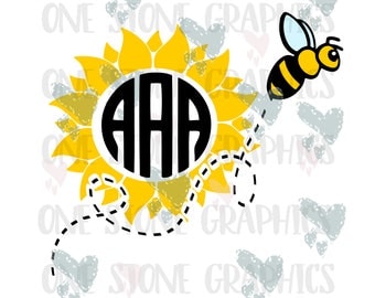Bee and flower monogram svg,eps,dxf,jpeg,bee,flower,sunflower,sunflower svg,bee svg,bee monogram svg,flower monogram svg,monogram frame svg