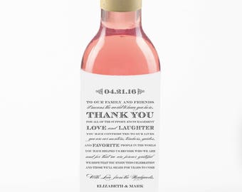 Mini Wine Labels Wedding Favors//Thank you