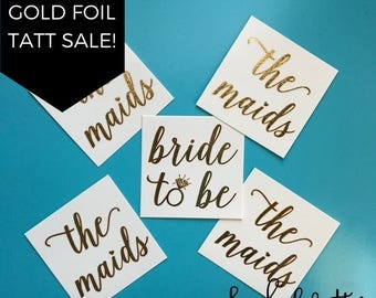 FLASH SALE Set of 12 The maids Tattoos! Bachelorette party favors, bride tribe tattoo, bachelorette tattoo, flash tattoo, gold tattoo