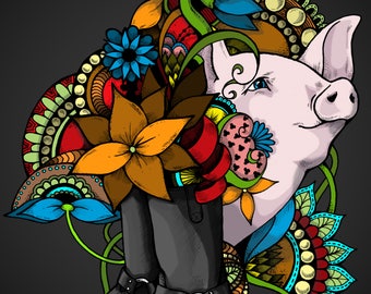 Boots & Pig - Leather Bootblack Pig Decorative Erotic Art Print