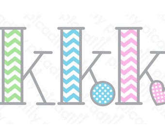 Chevron Monogram SVG PNG Picadilly Font Svg Cut File Chevron Font Initial K Baby Monogram K Baby Boy Digital File Baby Girl Heart svg