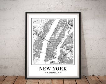 New York City Map Print New York Map Print Printable Map NY Map Art Print Manhattan Map Poster DIGITAL Print NYC Map Print Map Wall Art